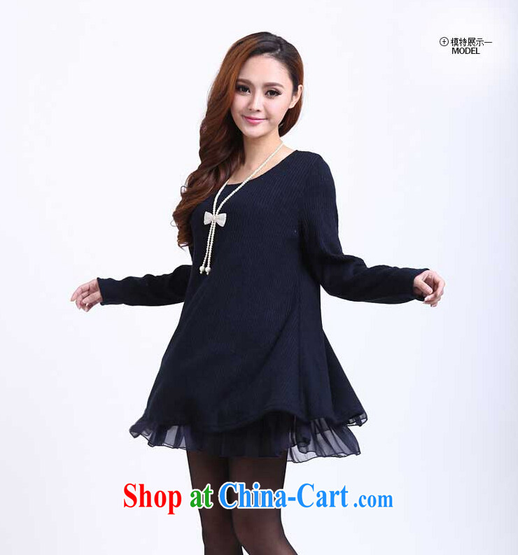 Wen Min 2014 Korean autumn is new, leave two flouncing, long, large, female 5020 dark blue XXXXL pictures, price, brand platters! Elections are good character, the national distribution, so why buy now enjoy more preferential! Health