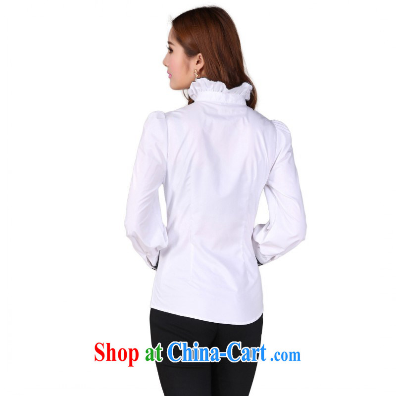 The delivery package as soon as possible the autumn 2014 with the Code High Court lace up collar occupations shirt larger graphics thin long-sleeved shirt mm thick T-shirt white white XXL approximately 140 - 150 jack, constitution, Jacob (QIANYAZI), online shopping