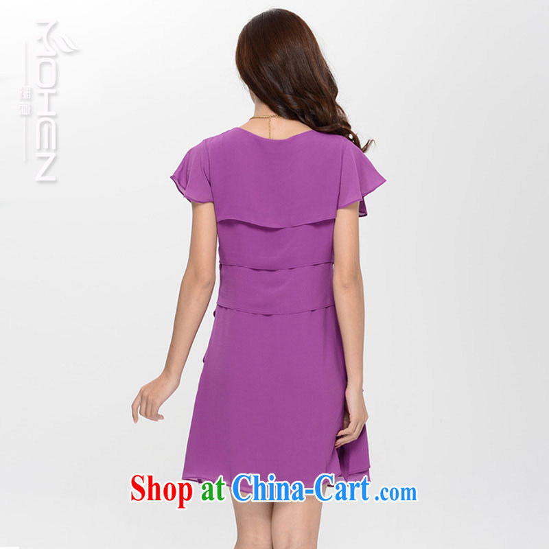 Scratches are present on the 2015 summer Korean version on the MM is indeed XL snow woven dress zig-zag graphics thin flouncing dress the code load is not rules snow woven dresses purple 4 XL, ink marks, and shopping on the Internet
