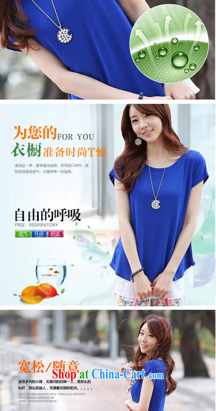 flower girl Isabelle 2014 summer new thick MM and indeed XL loose video thin ice woven stitching leisure T shirt T-shirt woman blue 6 XL pictures, price, brand platters! Elections are good character, the national distribution, so why buy now enjoy more preferential! Health