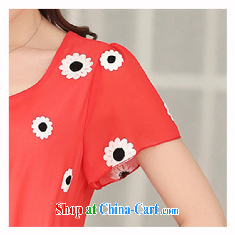 The US in the summer and indeed increase, female fat sister graphics thin loose snow woven embroidered short sleeve dresses MJ 069 black XXXL, American, international, and shopping on the Internet