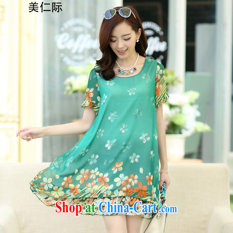 and the United States in the 2015 summer, the girl with thick sister graphics thin stamp duty short-sleeved floral snow woven dresses MJ 163 commercial toner XXXXL, American, international, and shopping on the Internet