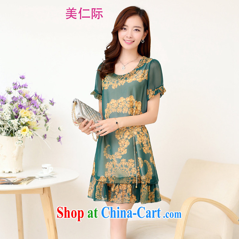 and the United States in the 2015 summer, the girl with thick sister graphics thin stamp duty short-sleeved floral snow woven dresses MJ 163 commercial toner XXXXL, American, international, and shopping on the Internet