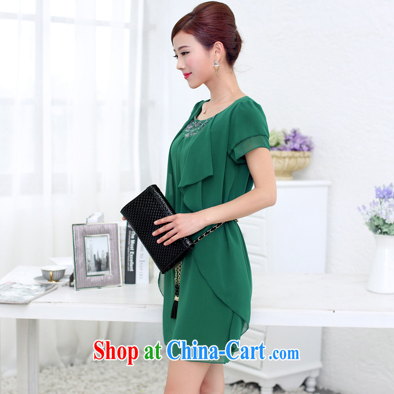 The All Love 2015 fashion beauty graphics thin short-sleeve the code load snow woven dresses OH 308,009 dark green 4 XL, the love (ouhanduai), online shopping
