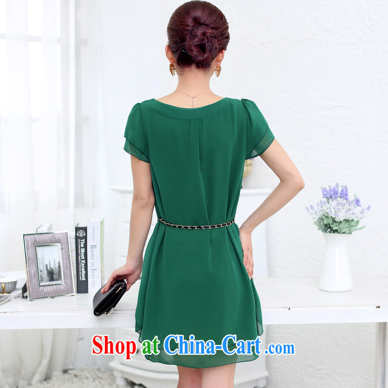 The All Love 2015 fashion beauty graphics thin short-sleeve the code load snow woven dresses OH 308,009 dark green 4 XL, the love (ouhanduai), online shopping