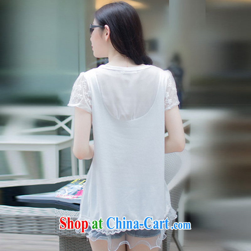 So, first year 2015 summer lace T-shirt graphics thin short sleeved shirt T female M 1966 white XL, Meng Mei Zi (MEENMEIZI), shopping on the Internet