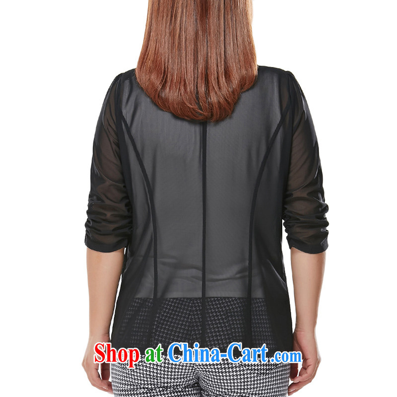 MsShe larger female 2015 summer new sunscreen shirts 7 cuff air conditioning T-shirt OL cultivating the Netherlands 7061 black 5 XL, Susan Carroll, Ms Elsie Leung Chow (MSSHE), shopping on the Internet