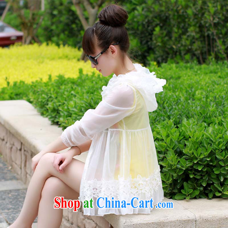 Zi Yu Man-hon's 2015 new summer Long Hoody-lace ultra-thin sunscreen clothing and the T-shirt-shirt sunscreen clothing female white M, Purple Han, shopping on the Internet