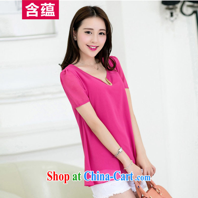 A test-ban 2014 summer new Korean candy-color the code quality cool snow-woven shirt short-sleeved T-shirt girls rose red XXL, included (HANYUN), shopping on the Internet