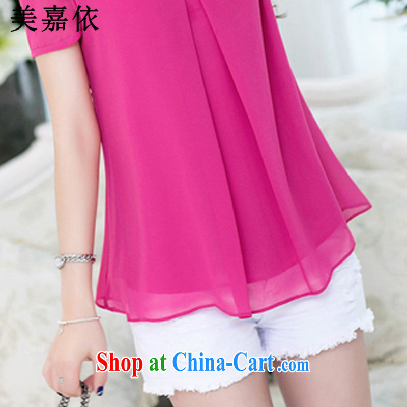 The Yi 2014 summer new Korean Beauty large code short-sleeved quality cool snow woven shirts women 8912 red short-sleeved XXXL, the Yi (MEIJIAYI), online shopping