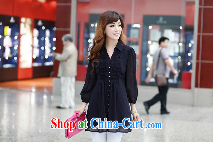 Platinum sign wave (PTLONG) code female Korean snow woven shirts thick mm and indeed increase code 9 cuff lapel shirt dark blue XXXXXXL pictures, price, brand platters! Elections are good character, the national distribution, so why buy now enjoy more preferential! Health