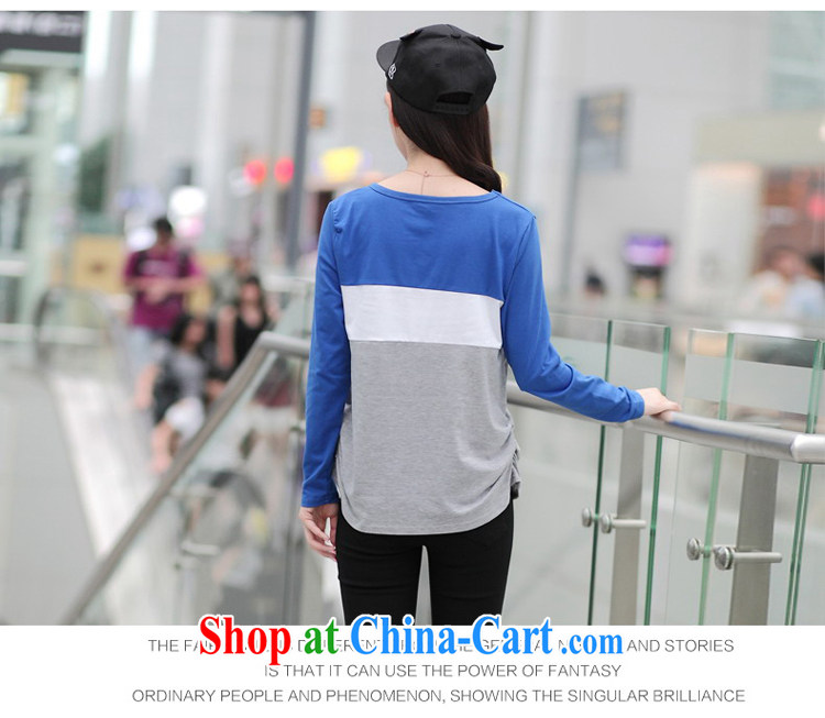 Simply stamped 2015 spring new loose the code bat sleeves stitching color streaks long-sleeved shirt T 036 Lake blue XL pictures, price, brand platters! Elections are good character, the national distribution, so why buy now enjoy more preferential! Health