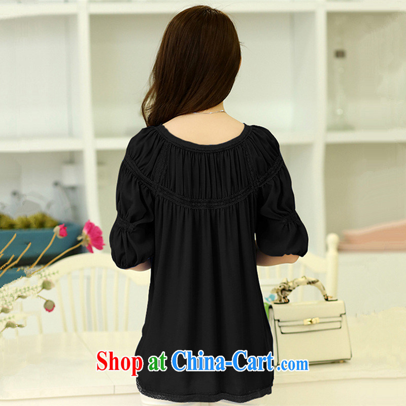 too wide ballet Qinxian 2015 Korean spring and summer with new, large, thick mm loose video thin lace stitching lace snow woven shirts YS 1085 black 4XL (recommendations 180 - 200 jack), is too wide; Zhang Qinsheng buds (YOCINRE), online shopping