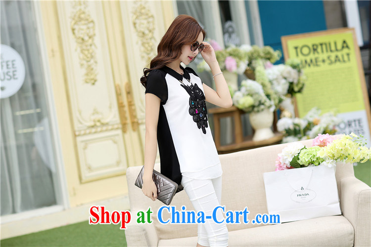 Golden Harvest, snow 2014 new Korean version Summer Snow-woven shirt short-sleeved larger female stitching, long, thick mm T-shirt owl black XXXXL pictures, price, brand platters! Elections are good character, the national distribution, so why buy now enjoy more preferential! Health