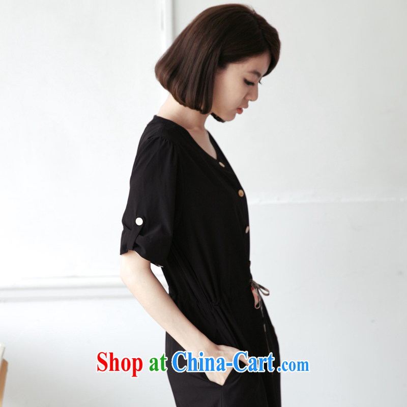 Ms. feelnet larger female Korean version 2015 summer new thick MM graphics thin drawcord XL dress 1442 black 3 XL, FeelNET, shopping on the Internet