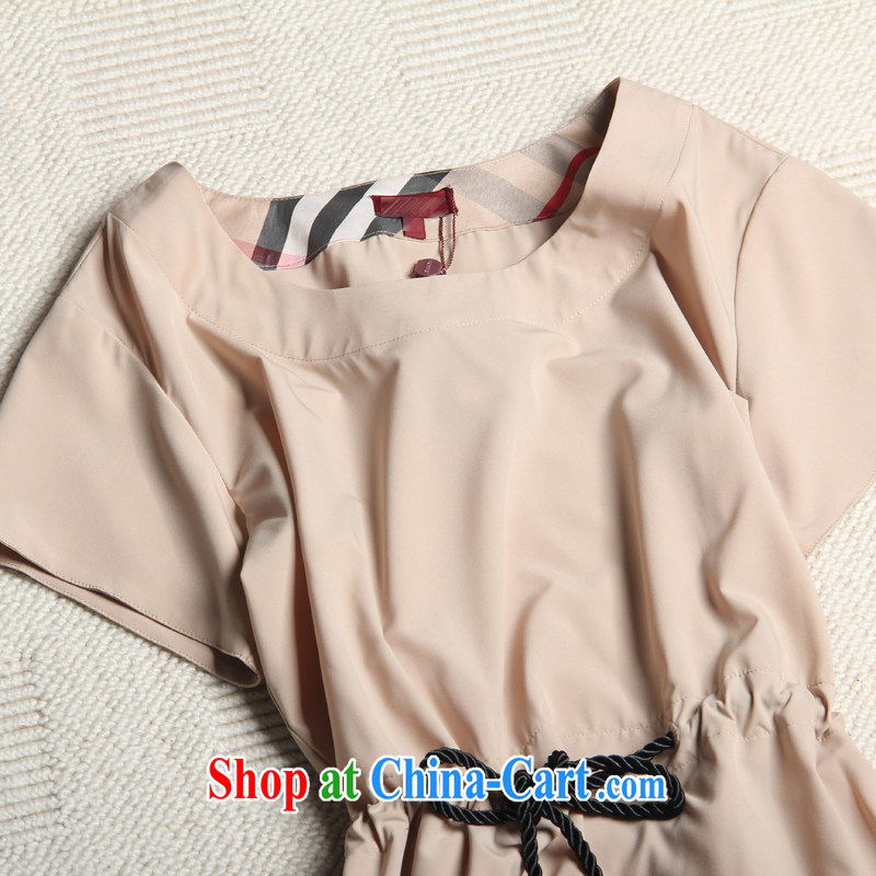 feelnet thick MM summer new Europe and the elegant, ladies short sleeve pull twine not rule dresses 1445 apricot 3XL, FeelNET, shopping on the Internet