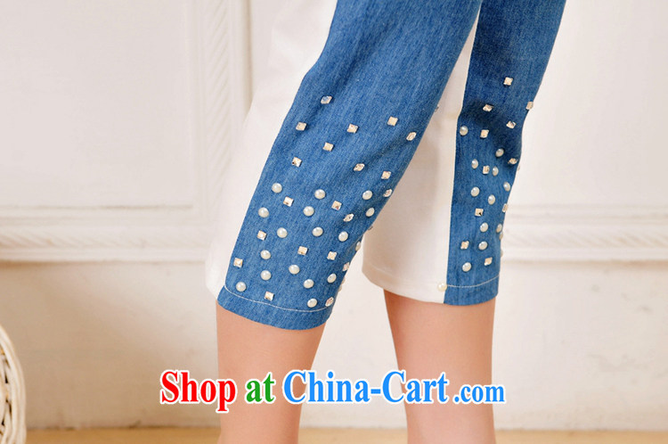 The sheep, the 2014 summer new, larger female ultra-thin cowboy hot drill lace leisure video thin belt 5 female package set 2863 pants denim blue L pictures, price, brand platters! Elections are good character, the national distribution, so why buy now enjoy more preferential! Health