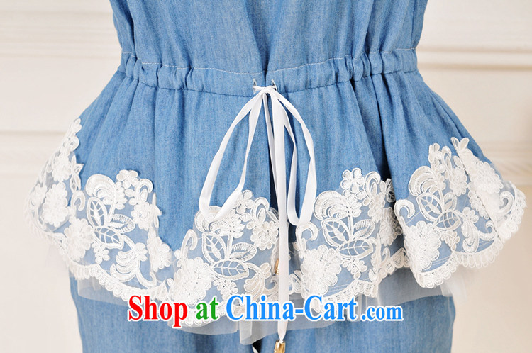 The sheep, the 2014 summer new, larger female ultra-thin cowboy hot drill lace leisure video thin belt 5 female package set 2863 pants denim blue L pictures, price, brand platters! Elections are good character, the national distribution, so why buy now enjoy more preferential! Health