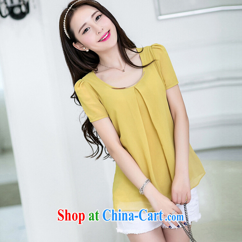 First Han Han edition 2015 summer Women's clothes new candy-color the code quality cool snow-woven shirt short-sleeved T-shirt turmeric XXXL, purple-han, and shopping on the Internet