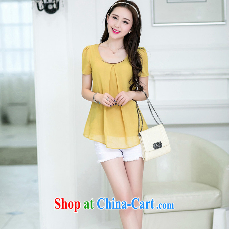 First Han Han edition 2015 summer Women's clothes new candy-color the code quality cool snow-woven shirt short-sleeved T-shirt turmeric XXXL, purple-han, and shopping on the Internet