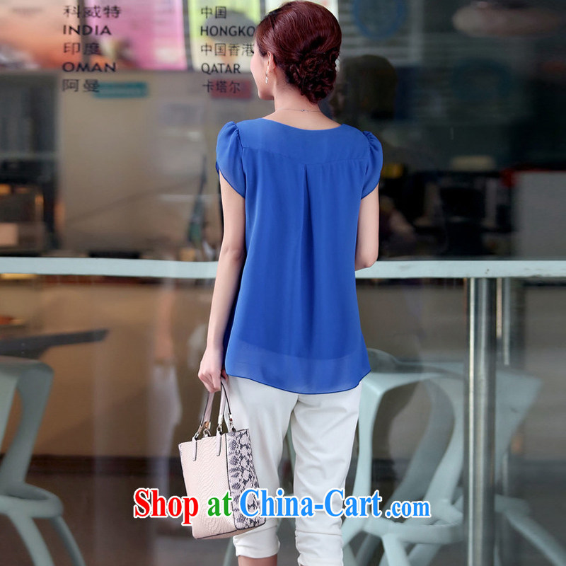 Pi-optimized summer Anne new loose short-sleeve T-shirt small the code manually the Flower Snow woven shirts girl shirts mother load BW 09,603 blue XXL recommendations 135 - 150 jack, optimization, Connie, and shopping on the Internet