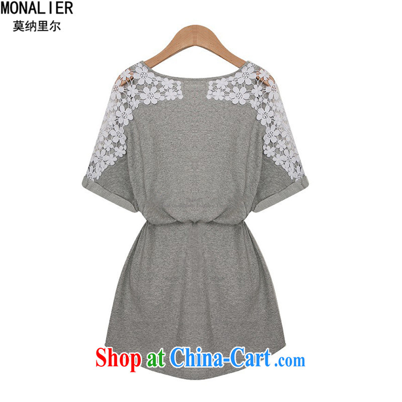 The monalier Mona, In 2014, the United States and Europe, female fat mm video thin short-sleeve and indeed XL hook bud Silk Dresses picture color XXXL, MONA (monalier), shopping on the Internet