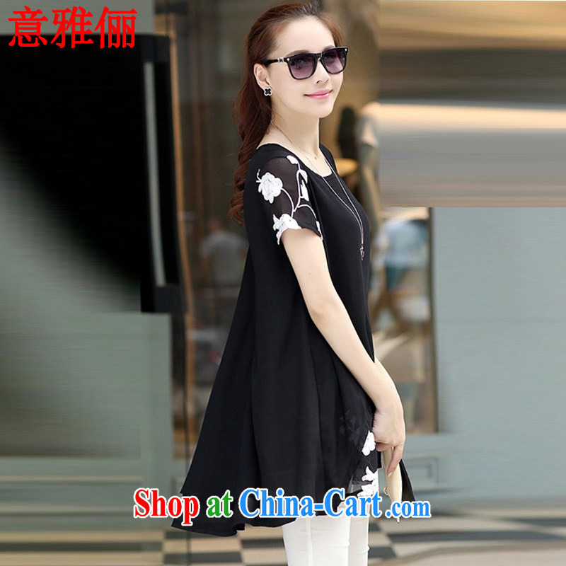 Jacob was an 2015 spring and summer, the Korean version of the greater, women with short-sleeved snow woven shirts loose video thin thick MM dresses YF 6018 black XXL, Jacob, and shopping on the Internet
