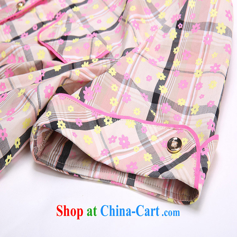 Slim Li Sau-summer new, larger female cotton sweet-floral plaid stitching cultivating graphics thin 100 hem skirt with short dresses Q 3908 peach XXXL, slim Li-su, and shopping on the Internet