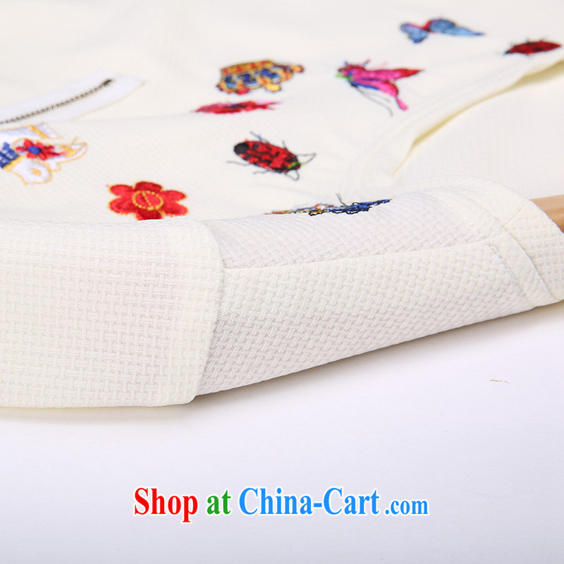 Slim Li-su summer 2014 new larger female 100 ground round-neck collar elastic garment is amazingly simple embroidery t-shirt with short sleeves Q 3960 m White XXXXL, slim Li-su, and shopping on the Internet