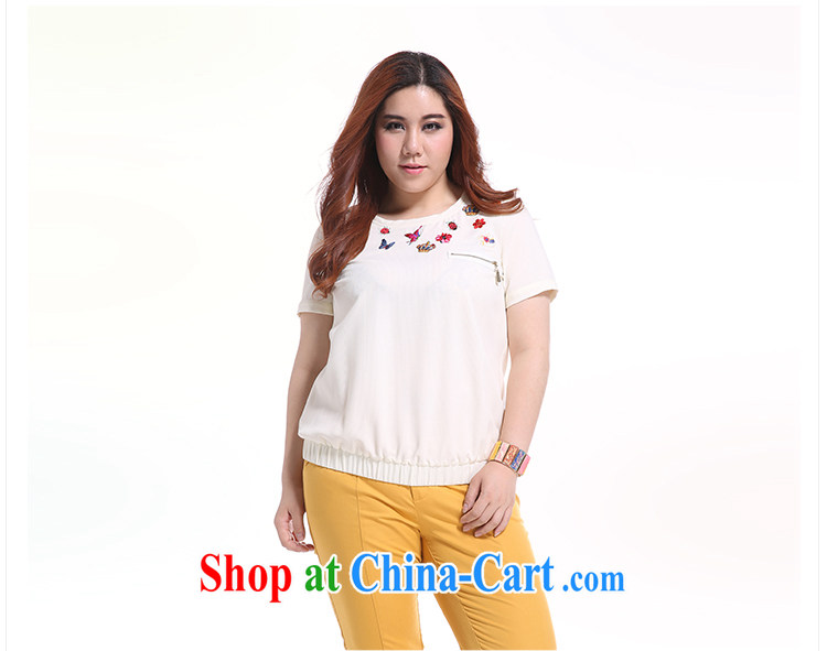 Slim Li-su summer 2014 new, larger female 100 ground round-collar elastic garment is amazingly simple embroidered short sleeve T-shirt 3960 Q white XXXXL pictures, price, brand platters! Elections are good character, the national distribution, so why buy now enjoy more preferential! Health