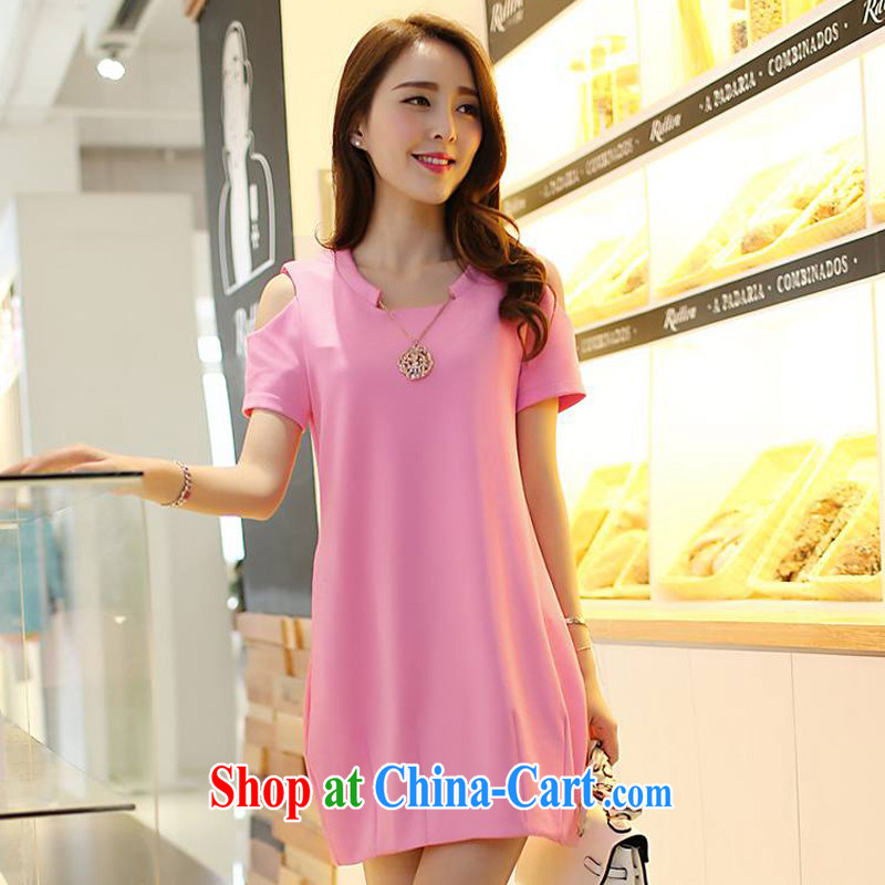 Speaking at the code women 2015 spring and summer new dresses Korean fashion graphics thin short-sleeved bare shoulders short skirt pink XXXXL, language, and, shopping on the Internet