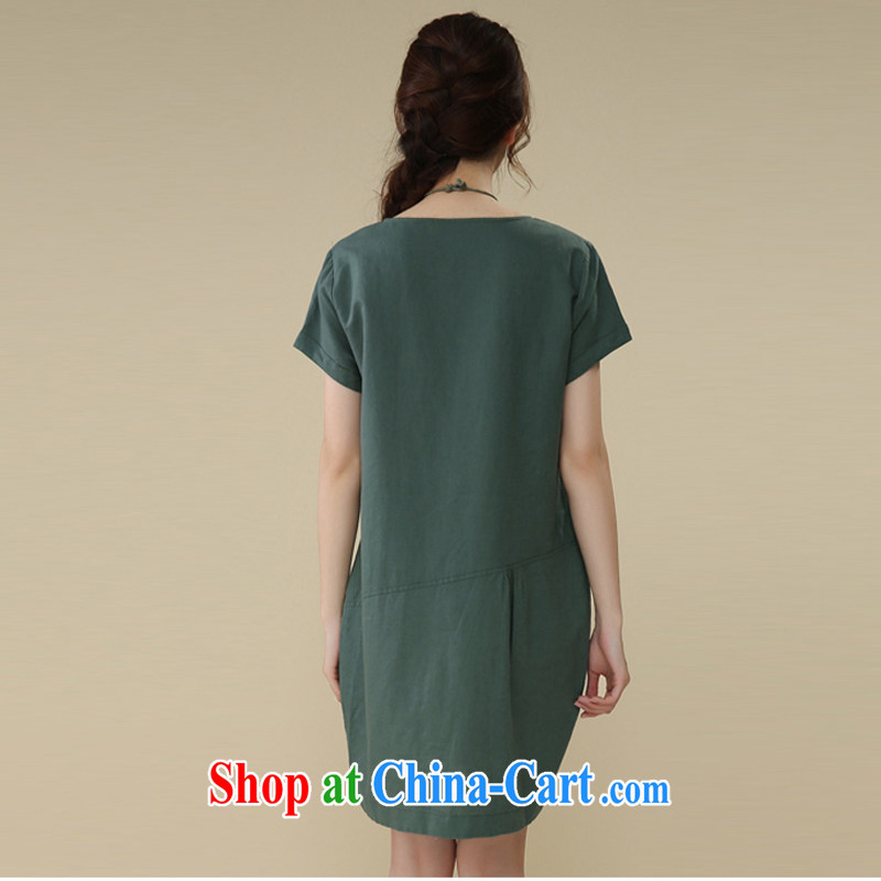 The Ju-Yee Nga summer new, thick sister graphics thin, the fat increase Korean short-sleeved large code female cotton the dresses RS 26,160 green XXL, Ju-yee Nga, shopping on the Internet