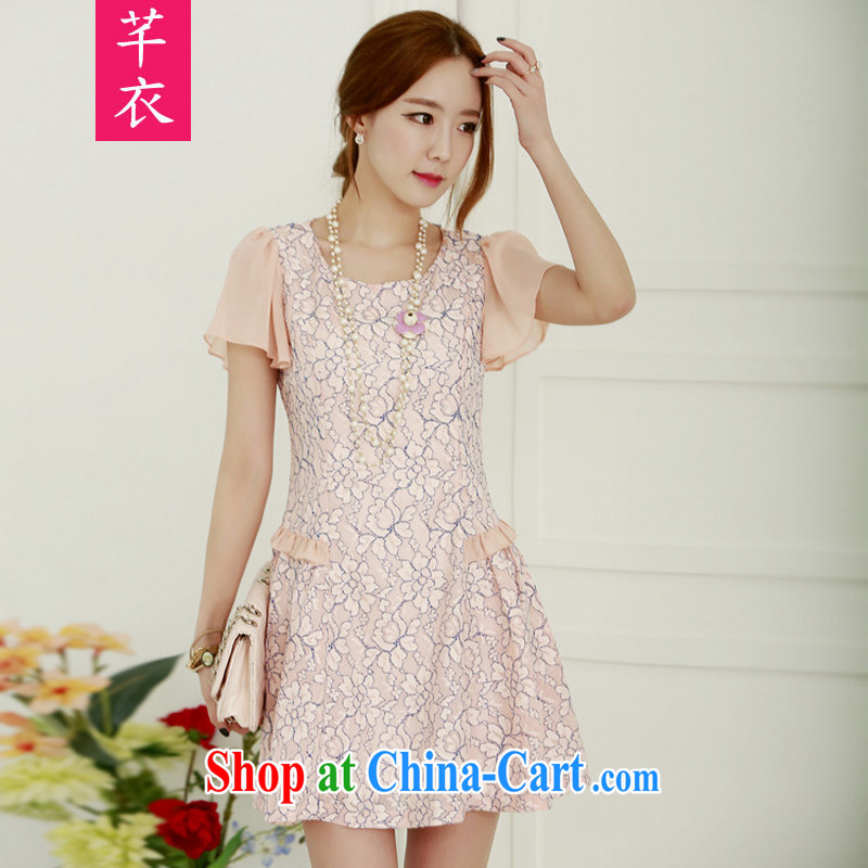 Constitution Yi XL women dress goddess 2015 summer new flouncing cuff video thin composite lace goddess, dress mm thick stylish short skirt pink M constitution, clothing, and shopping on the Internet