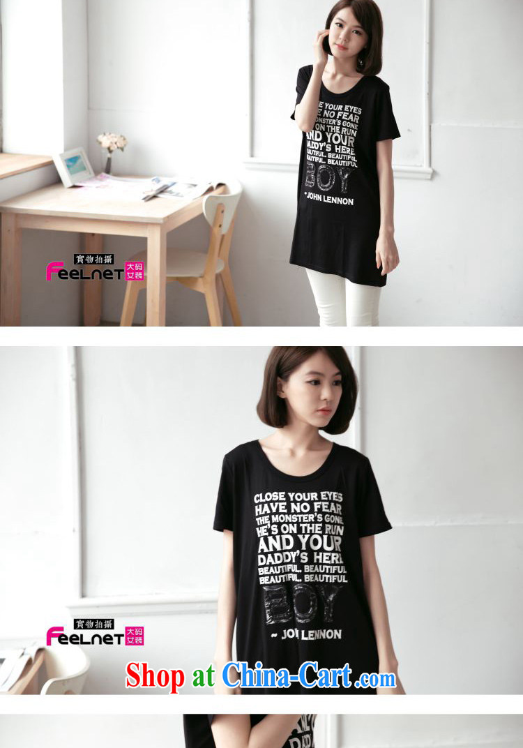 feelnet Korean version 2015 XL girls thick mm new, long, loose ground 100 letters short-sleeved larger T pension 2180 black 6 XL pictures, price, brand platters! Elections are good character, the national distribution, so why buy now enjoy more preferential! Health