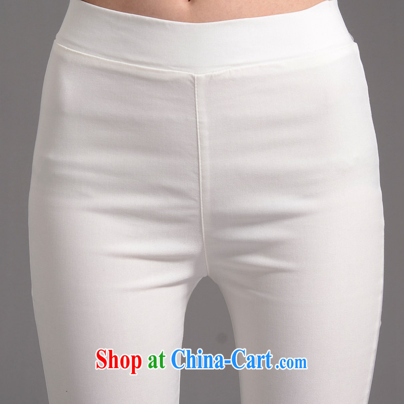 In short, would be the 2015 summer new, large, thin Korean Stretch video thin lace 8 solid Trouser press castor pants girls pants white 4XL, in short, who would be (Janrelove), online shopping