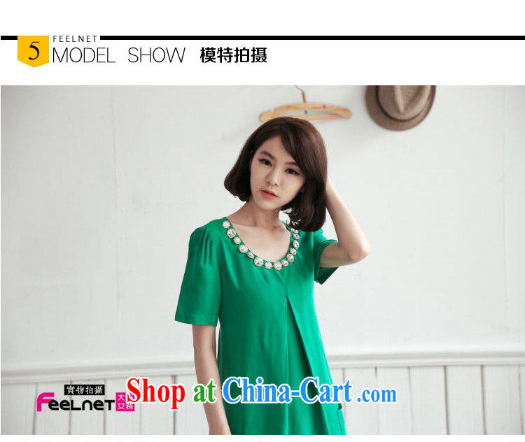 feelnet mm thick summer 2015 larger female summer new nail drill short sleeve silk XL dresses 1451 green 3 XL pictures, price, brand platters! Elections are good character, the national distribution, so why buy now enjoy more preferential! Health