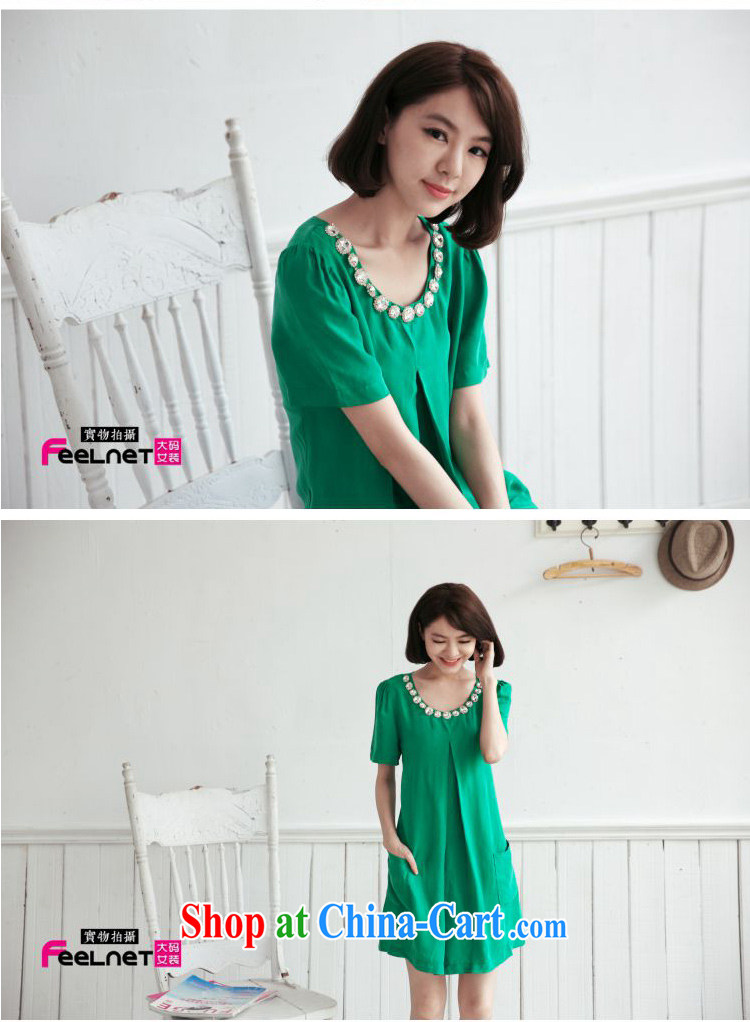 feelnet mm thick summer 2015 larger female summer new nail drill short sleeve silk XL dresses 1451 green 3 XL pictures, price, brand platters! Elections are good character, the national distribution, so why buy now enjoy more preferential! Health