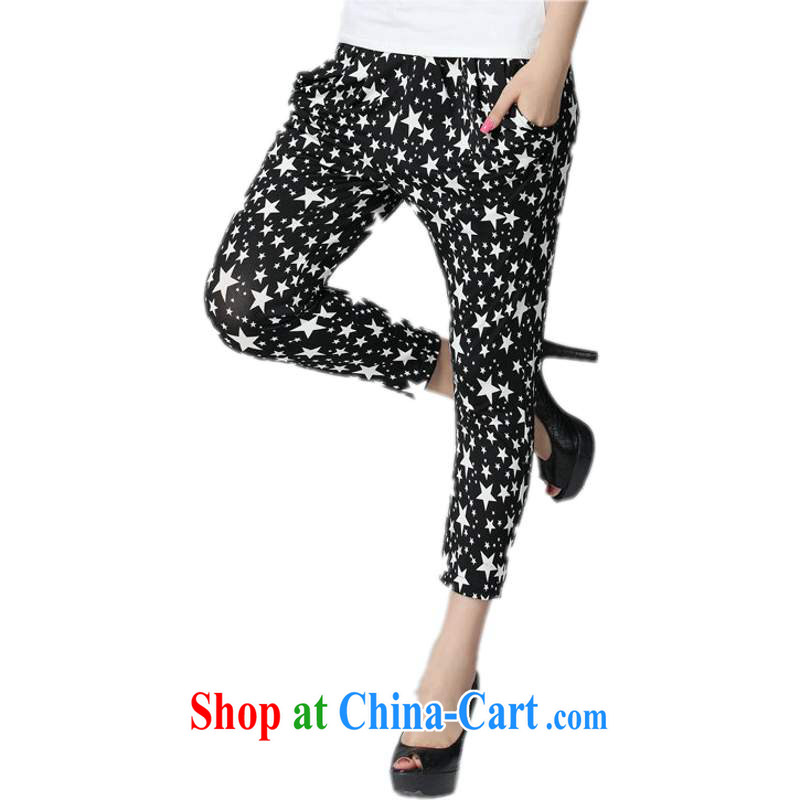 The delivery package as soon as possible by the hypertrophy, women 2014 new summer leisure, trouser press on 7 mm pants Stars stamp graphics thin 9 pants children's pants black 4 XL 3 feet - 3 feet 3