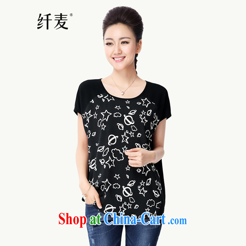 The Mak the code 2014 new thick mm stylish Korean version stamp loose short-sleeve female T pension payments 41,503 black XXXL
