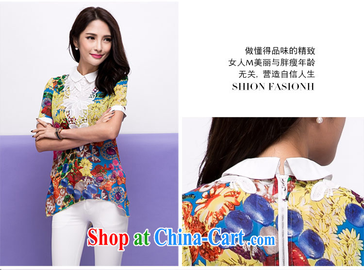 The honey and diverse large code female thick MM Korean summer new short-sleeved roll collar lace stamp snow woven shirts shirt women 8746 fancy XXXXL pictures, price, brand platters! Elections are good character, the national distribution, so why buy now enjoy more preferential! Health