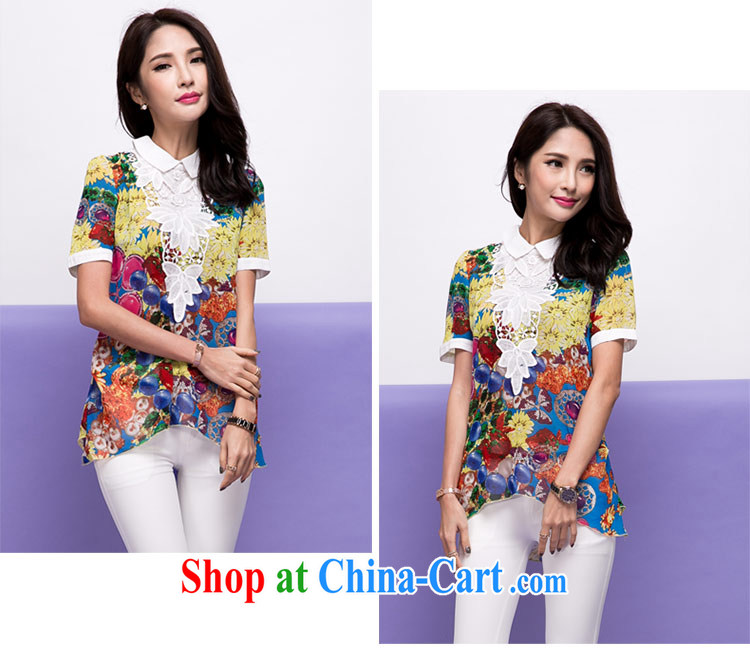 The honey and diverse large code female thick MM Korean summer new short-sleeved roll collar lace stamp snow woven shirts shirt women 8746 fancy XXXXL pictures, price, brand platters! Elections are good character, the national distribution, so why buy now enjoy more preferential! Health