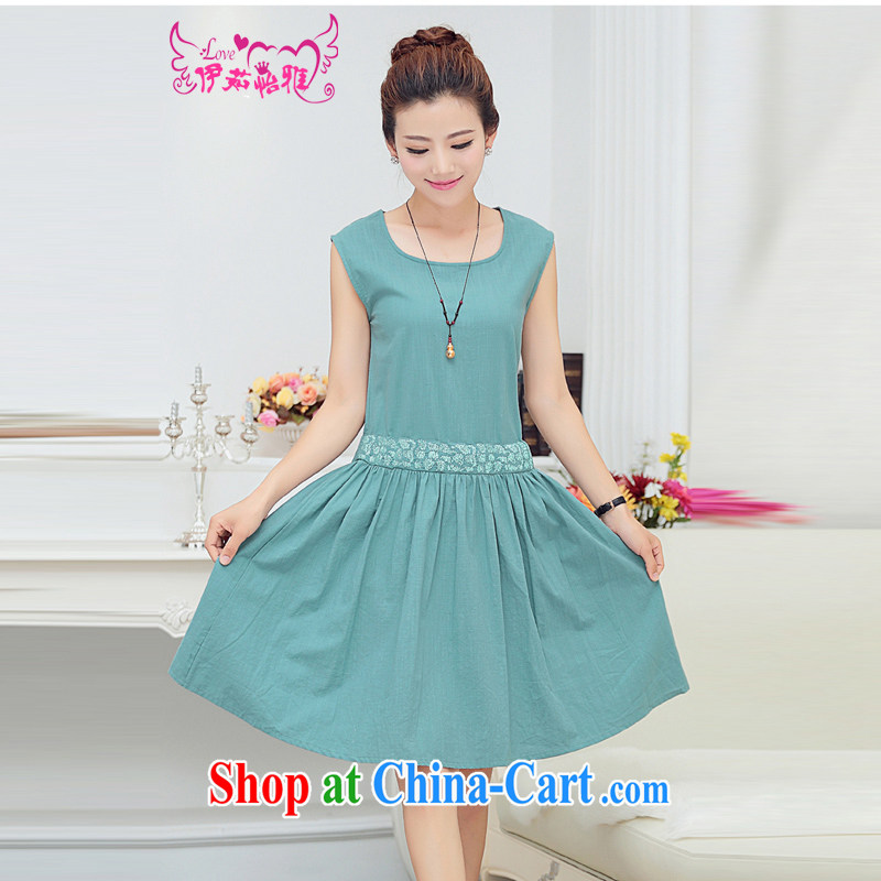 The Ju-Yee Nga larger female summer new thick sister dresses cotton the skirt YY 90,182 blue XXXL