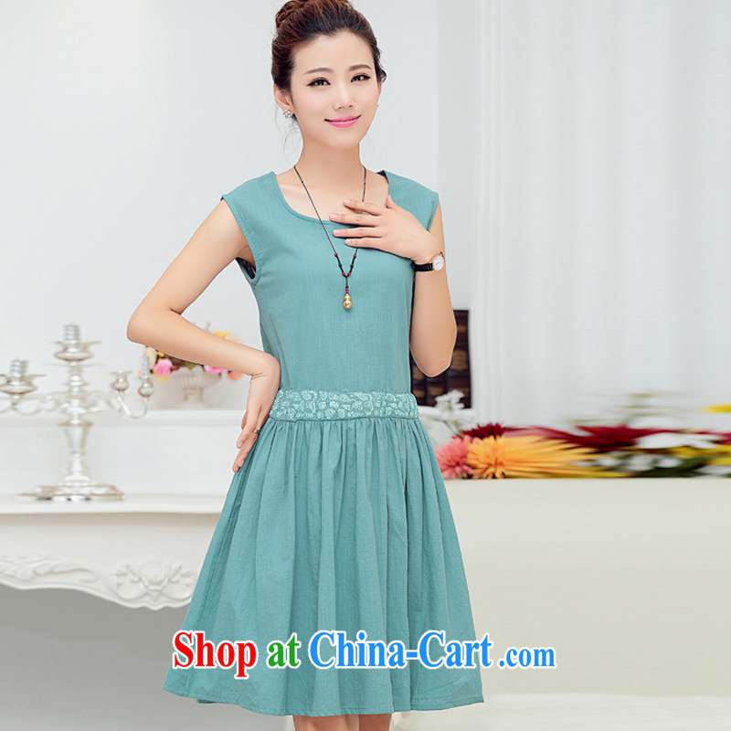 The Ju-Yee Nga larger female summer new thick sister dresses cotton the skirt YY 90,182 blue XXXL, Ju-yi, and, shopping on the Internet
