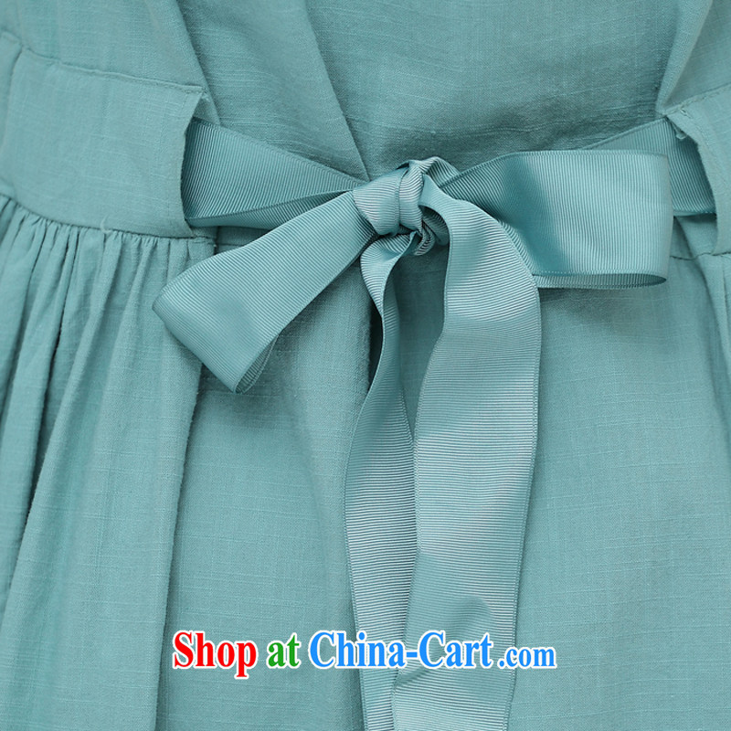 The Ju-Yee Nga larger female summer new thick sister dresses cotton the skirt YY 90,182 blue XXXL, Ju-yi, and, shopping on the Internet