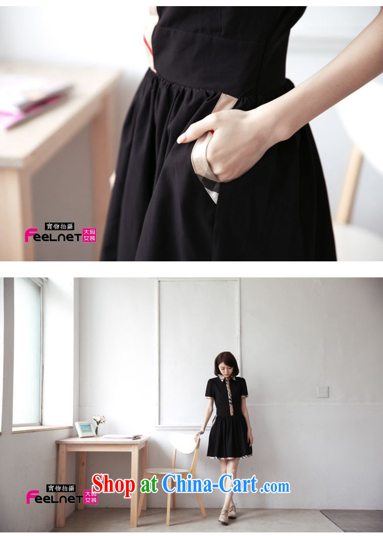 feelnet XL girls with thick mm summer new OL quality minimalist graphics thin large code dress 1441 black 6 XL pictures, price, brand platters! Elections are good character, the national distribution, so why buy now enjoy more preferential! Health
