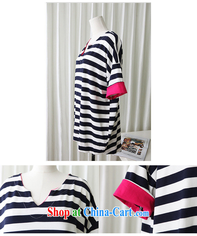 Arthur magic Yi 2015 summer new female Korean fashion V collar stripes loose the code T pension female blue are code pictures, price, brand platters! Elections are good character, the national distribution, so why buy now enjoy more preferential! Health