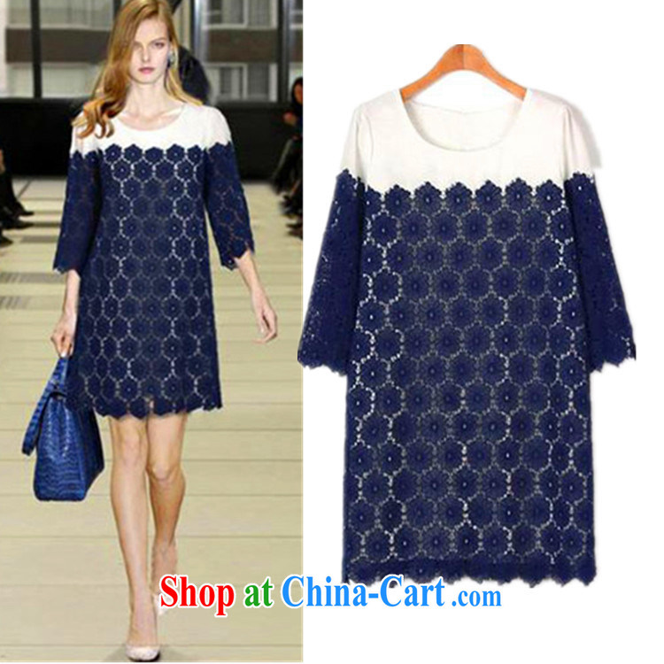 Summer NOS new, larger female fat people dress hand-made high-end Custom Spell-color lace short-sleeved dress skirt solid L 7671 blue 4 XL 180 - 220 Jack pictures, price, brand platters! Elections are good character, the national distribution, so why buy now enjoy more preferential! Health