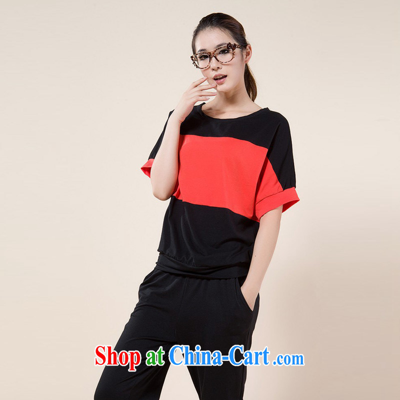 2014 Kit female summer XL female sport and leisure suite with women stylish summer thick MM summer black XXXL