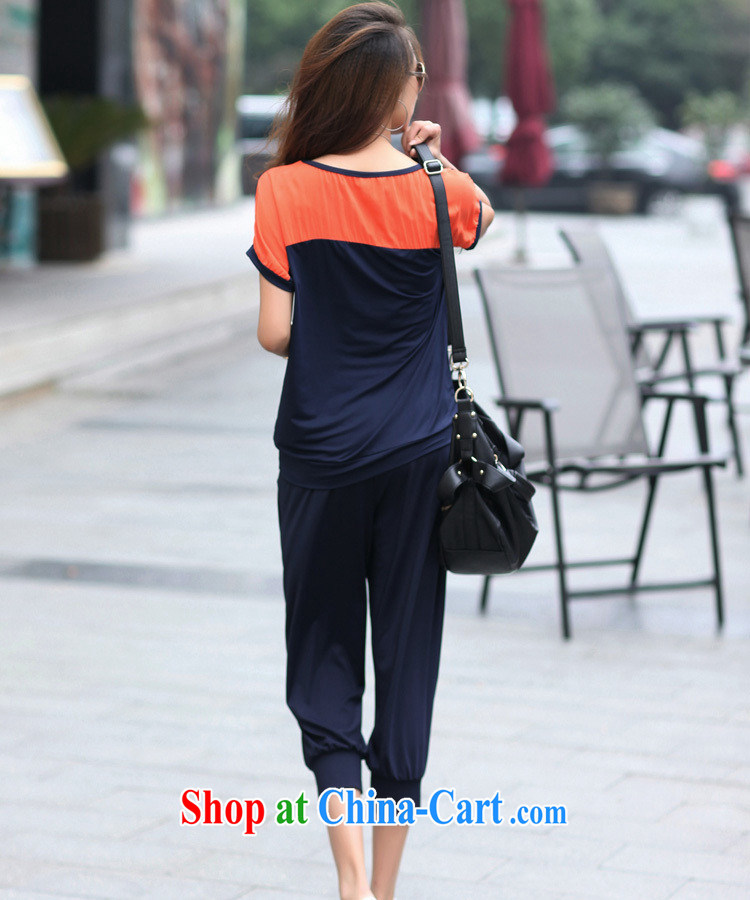 Thick MM larger female short-sleeve T-shirt 9 pants graphics thin sport and leisure package girls summer 2014 Korea summer dark blue XXXL pictures, price, brand platters! Elections are good character, the national distribution, so why buy now enjoy more preferential! Health