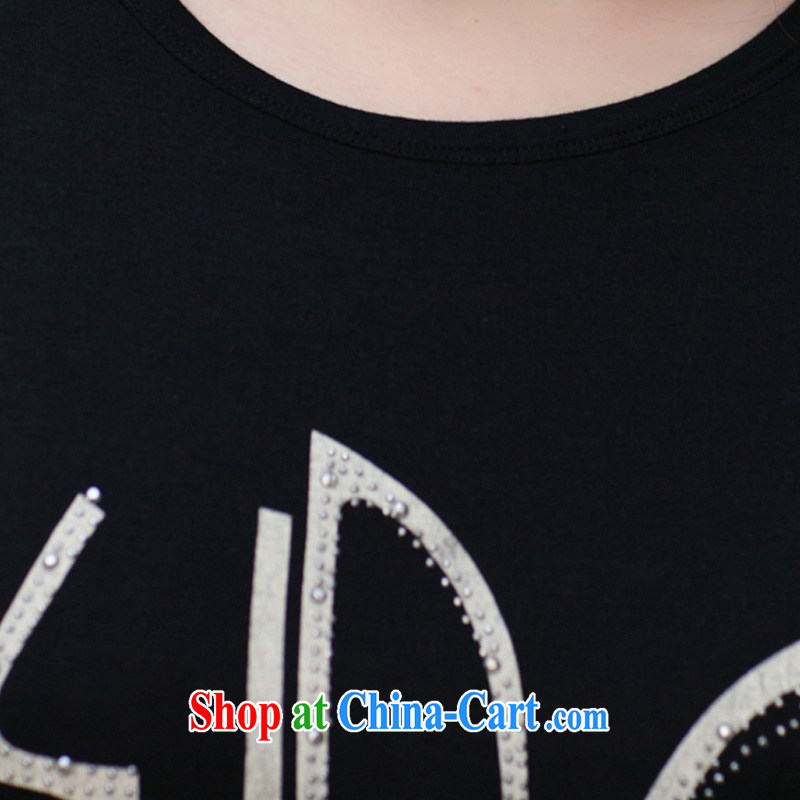 2014 XL thick MM summer T-shirts short sleeve round neck relaxed, long T-shirt women T-shirt black XXXXL, Biao (BIAOSHANG), shopping on the Internet